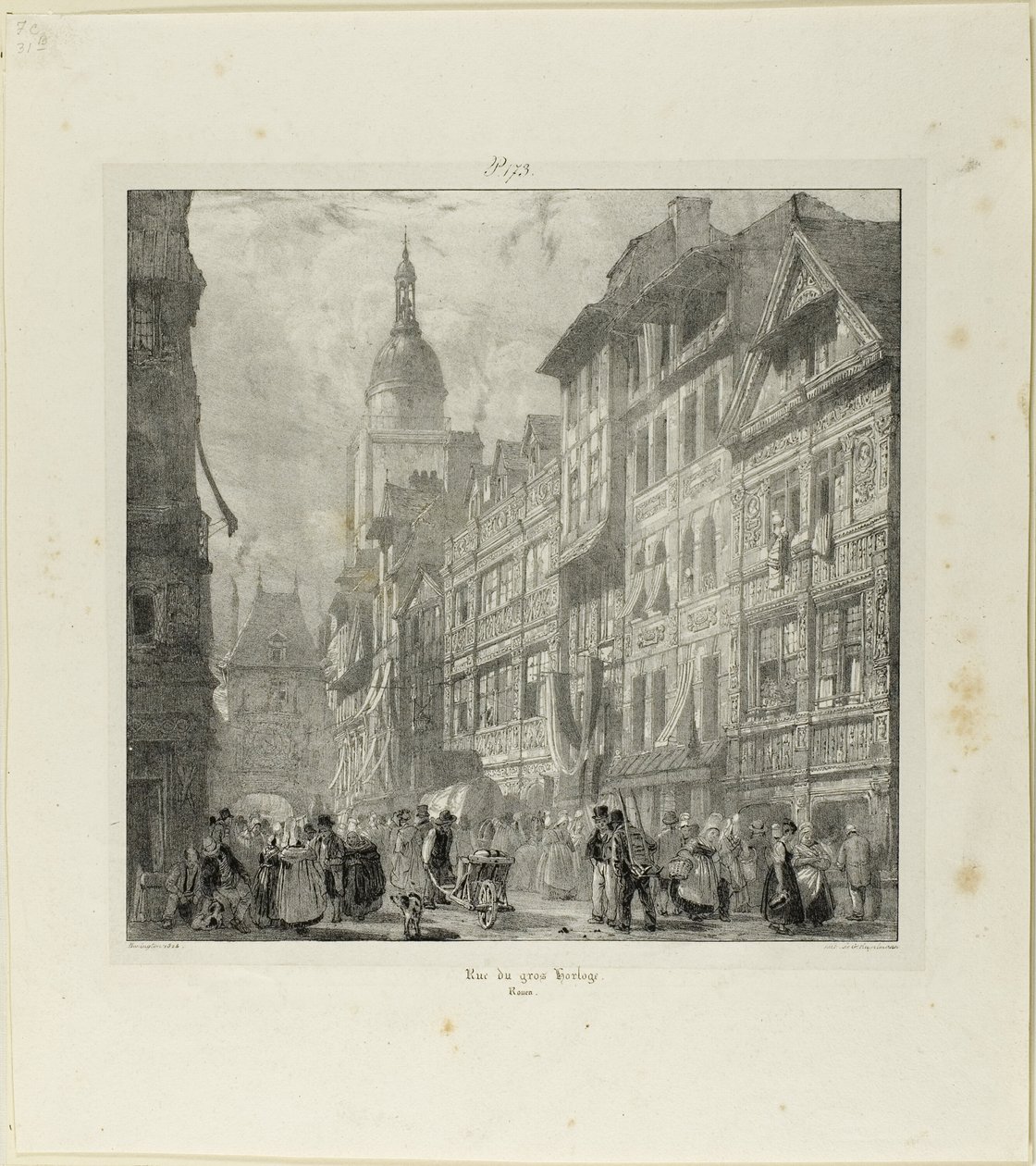 Gros Clock Street af Richard Parkes Bonington