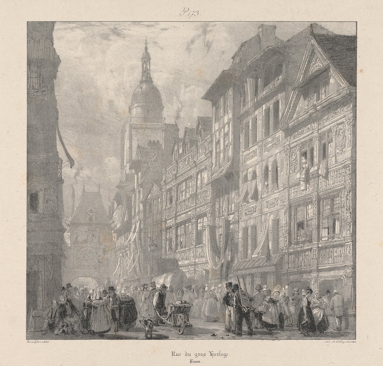 Gros Clock Street af Richard Parkes Bonington