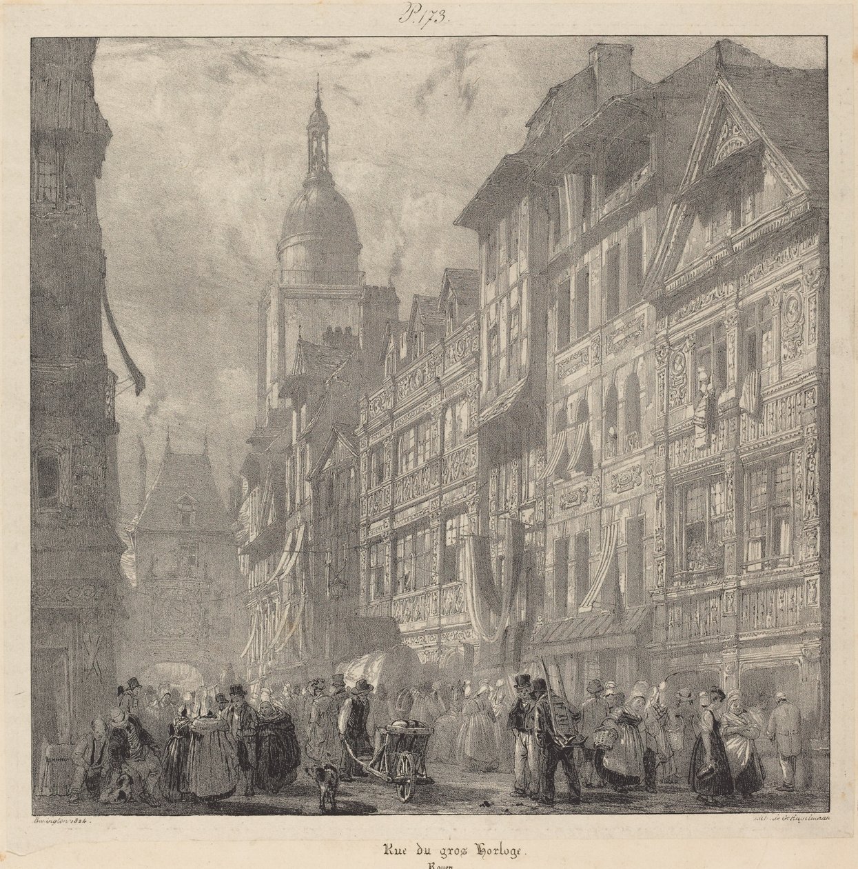 Rue du Gros-Horloge, Rouen af Richard Parkes Bonington