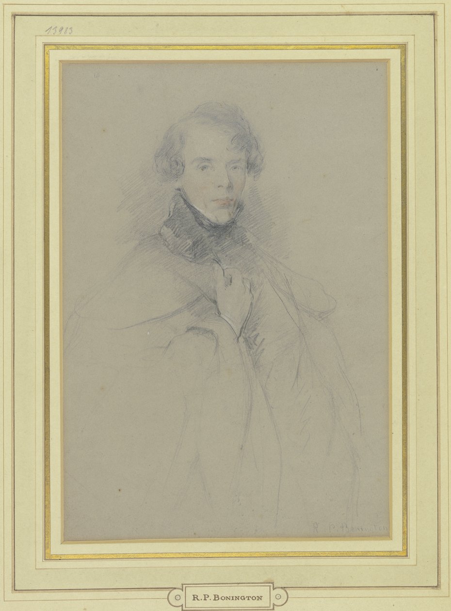 Selvportræt i frakke, knæstykke af Richard Parkes Bonington