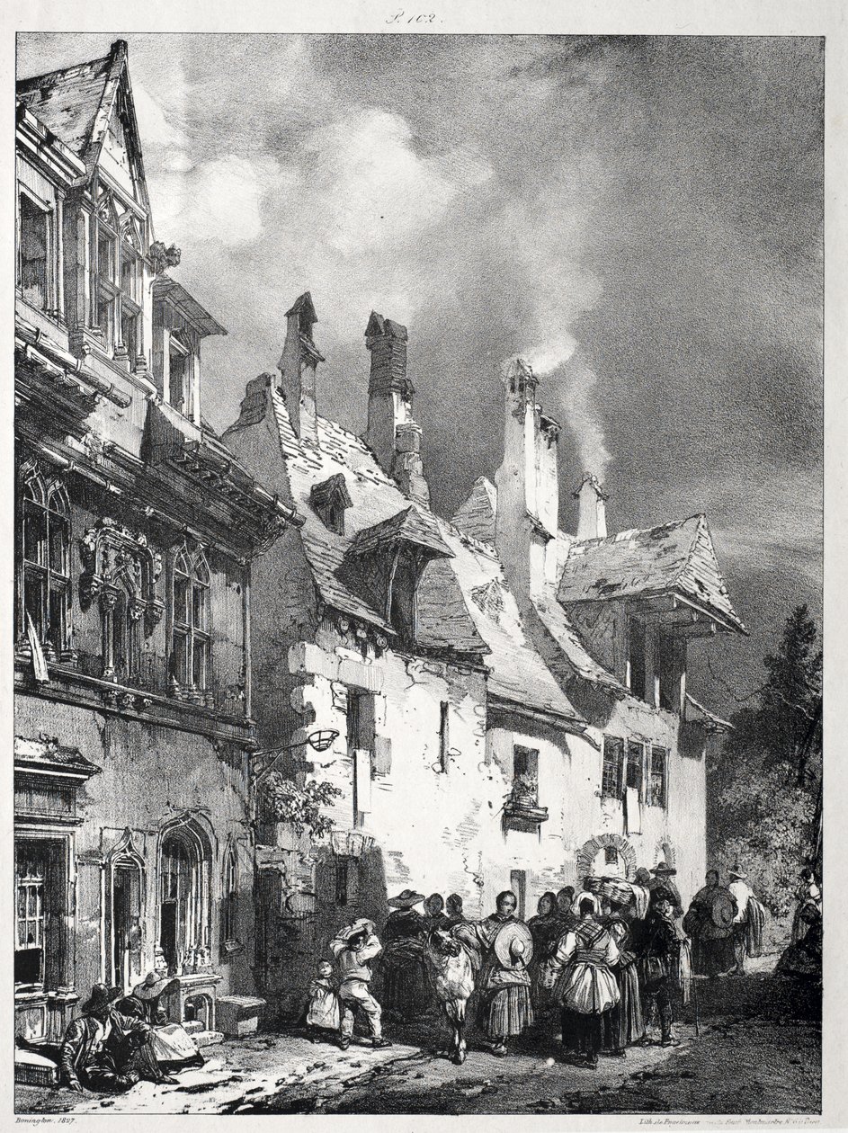Gade i udkanten af Besançon, Frankrig af Richard Parkes Bonington
