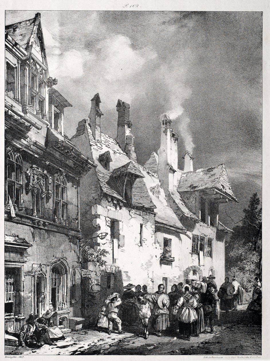 Gade i udkanten af Besançon, Frankrig af Richard Parkes Bonington