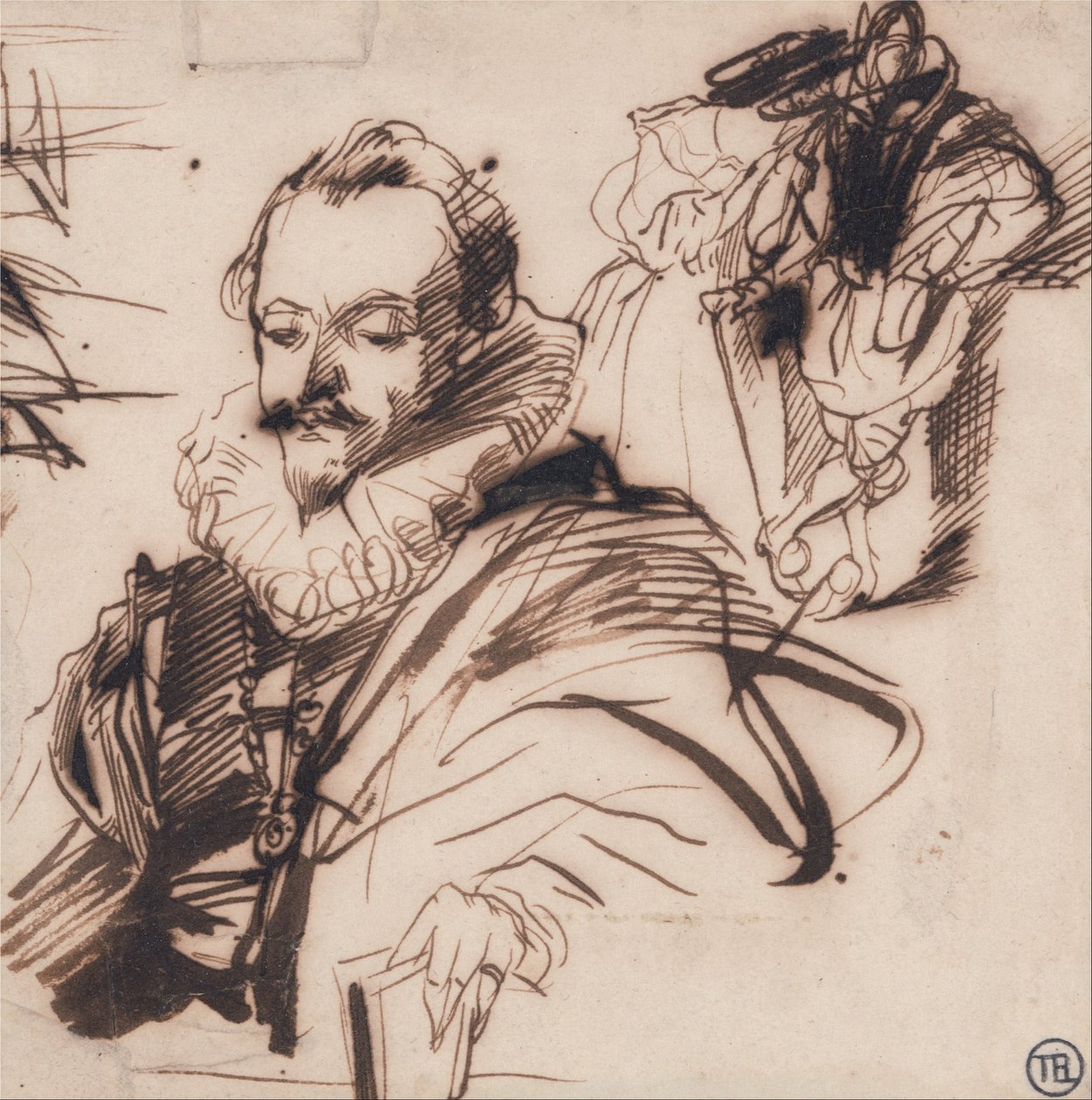Studie af en herre i kostume fra 1600 -tallet, efter Van Dyck af Richard Parkes Bonington
