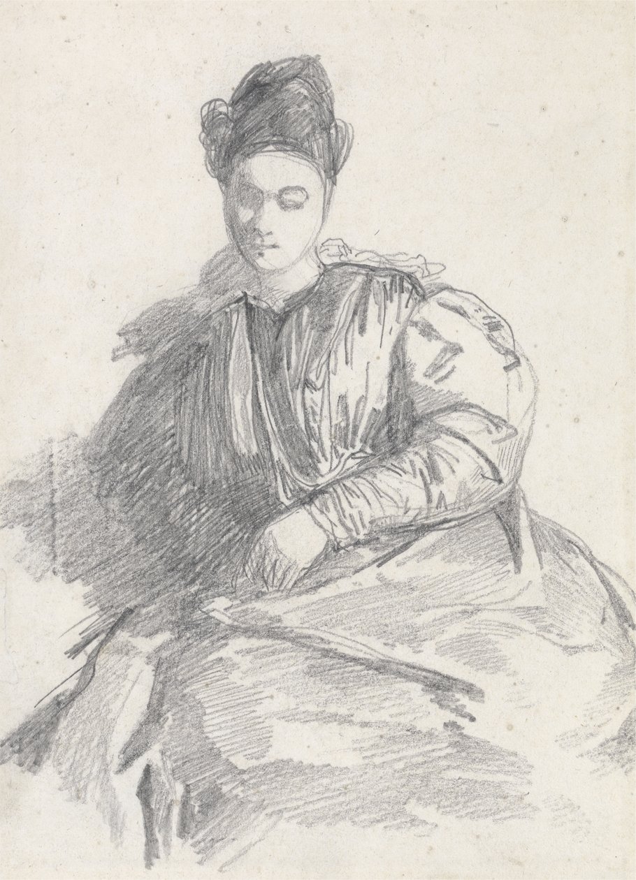 Studie af en siddende kvinde (grafit på papir) af Richard Parkes Bonington