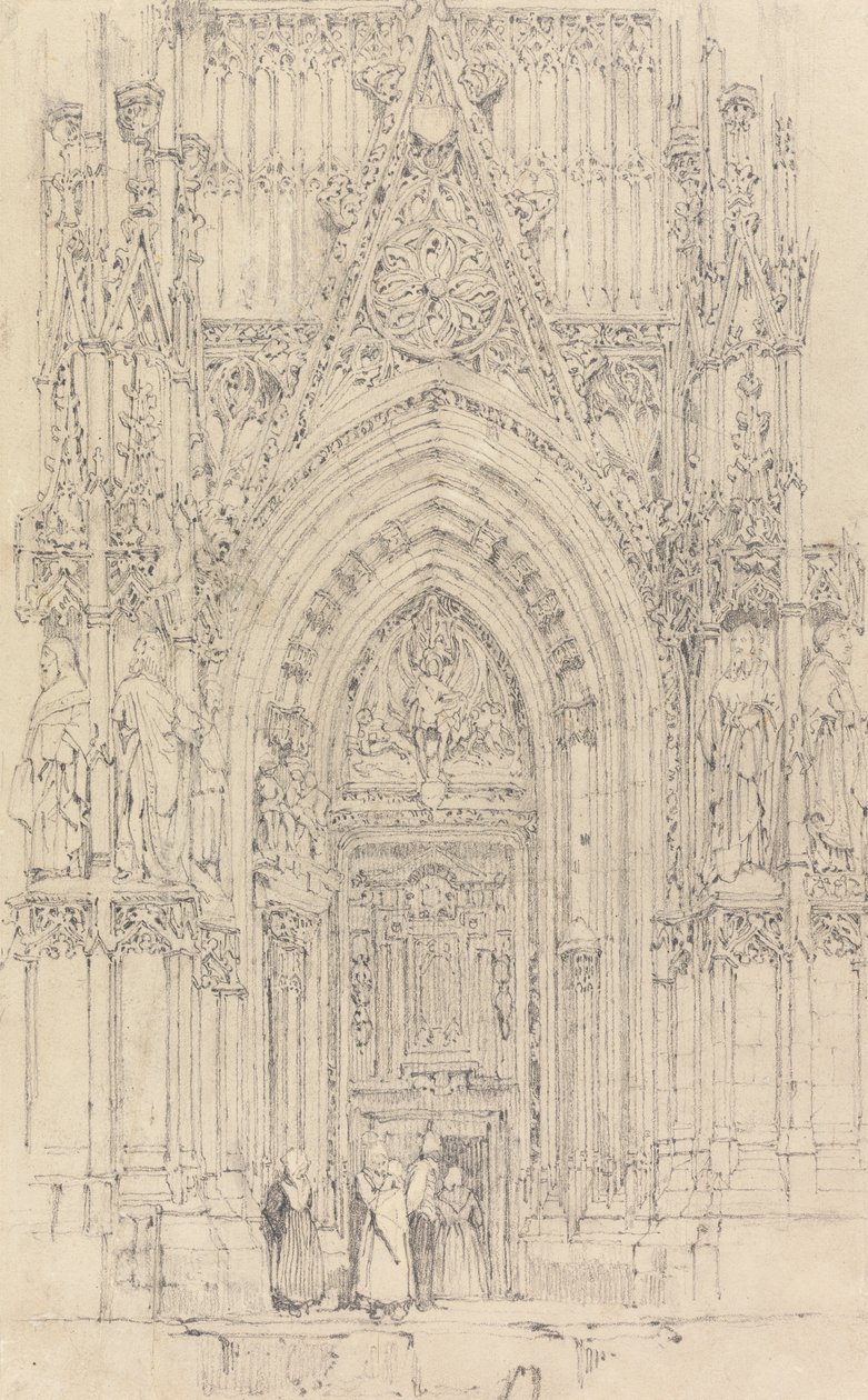 The Church of St. Wulfran, Abbeville: The North Door of the West Front af Richard Parkes Bonington