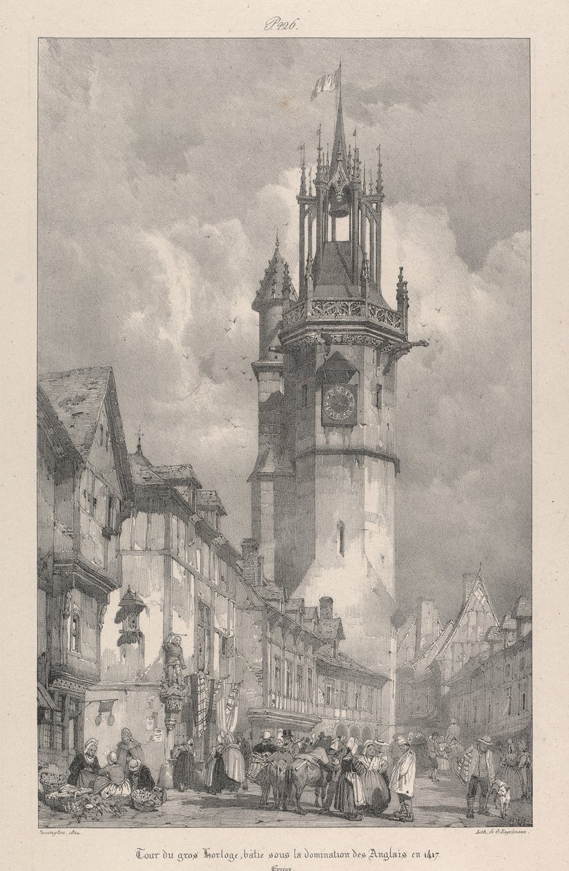 Gros Horloge-tårnet, bygget under englændernes dominans i 1417 af Richard Parkes Bonington