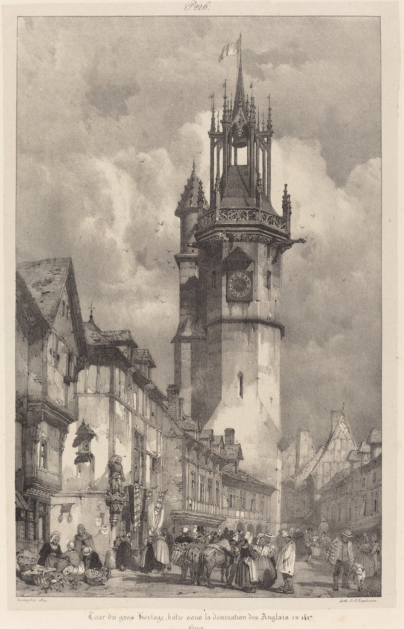 Gros-Horloge Tower, Evreux af Richard Parkes Bonington