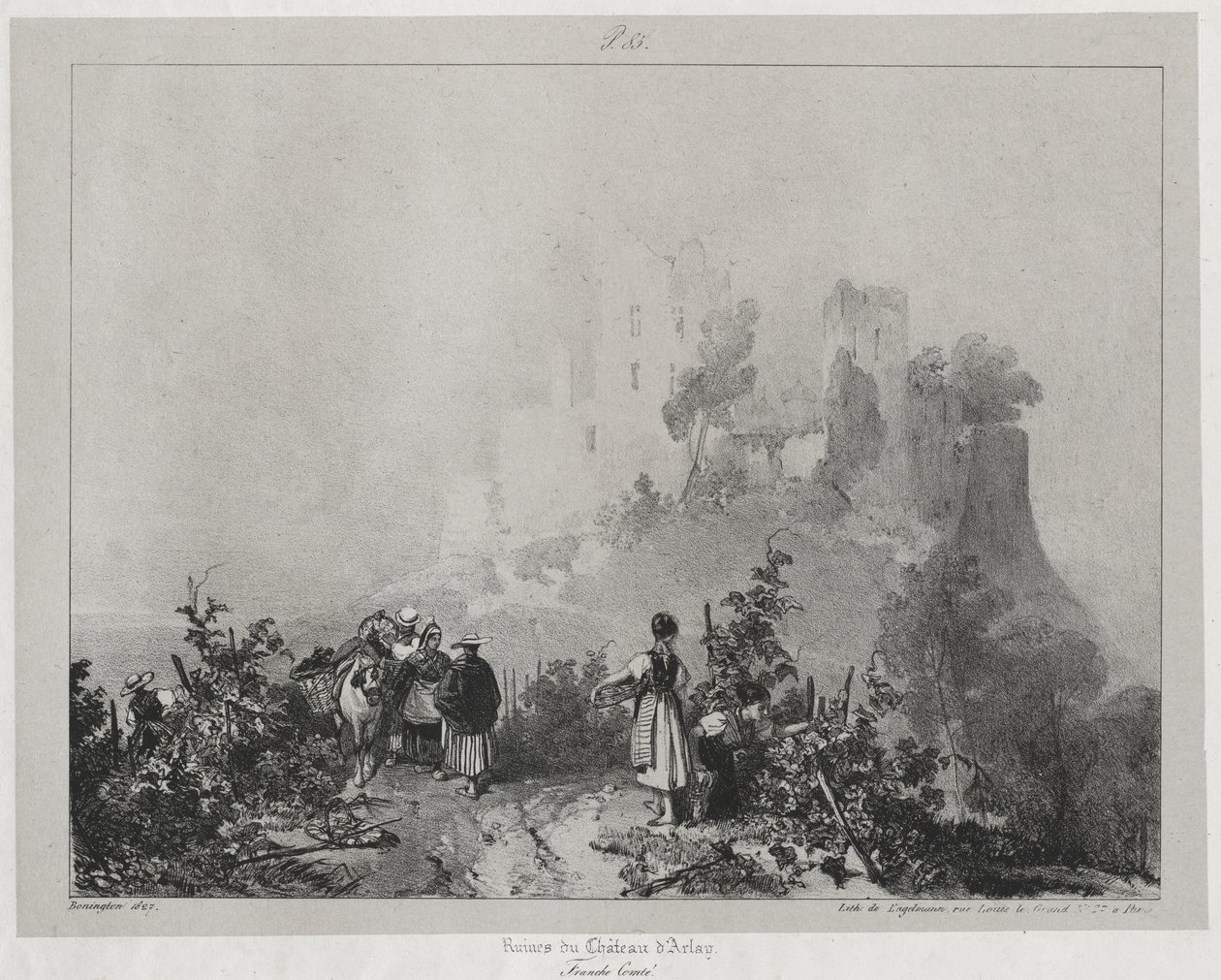 Maleriske og romantiske rejser i det gamle Frankrig, Franche-Comté: Ruinerne af slottet Arlay af Richard Parkes Bonington