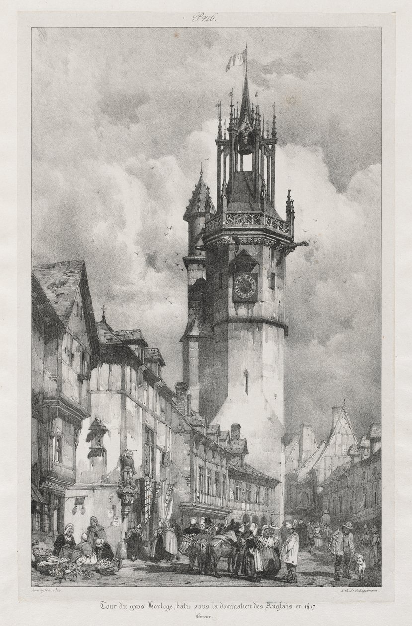 Maleriske og romantiske rejser i det gamle Frankrig, Normandiet: Tour du Gros-Horloge, Evreux af Richard Parkes Bonington
