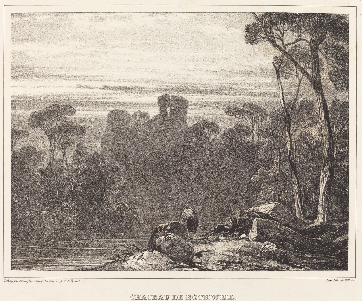 Castle of Bothwell af Richard Parkes Bonington after Francois Alexandre Pernot