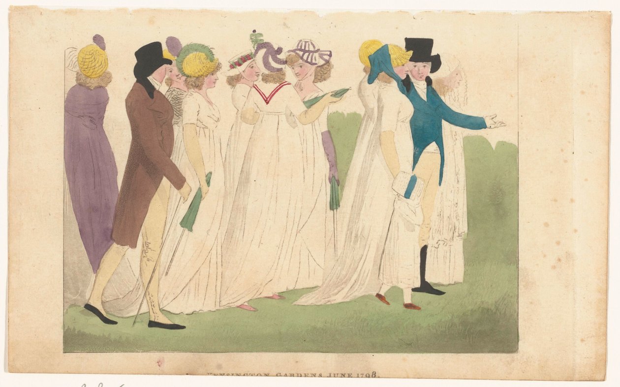 Magazine of Female Fashions of London and Paris: Kensington Gardens juni 1798 af Richard Phillips
