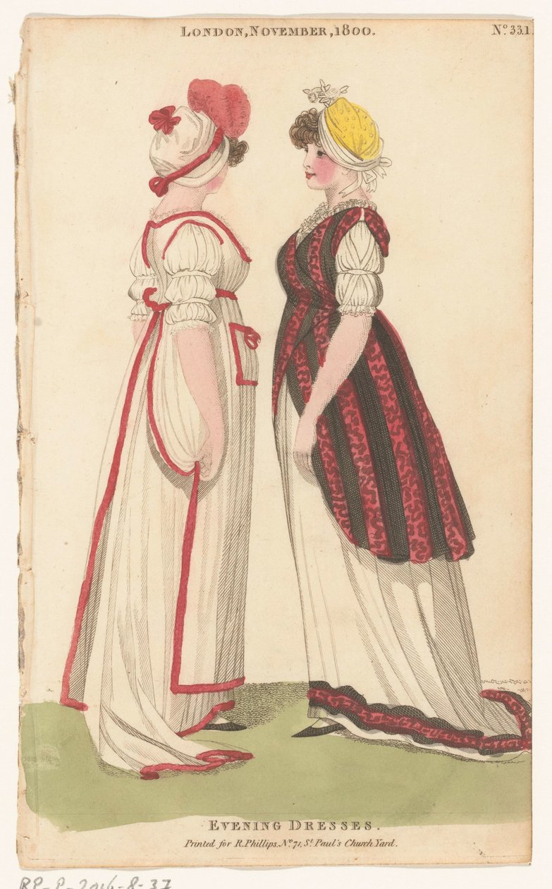 Magazine of Female Fashions of London and Paris, London, november 1800, nr. 33.1: Aftenkjoler af Richard Phillips