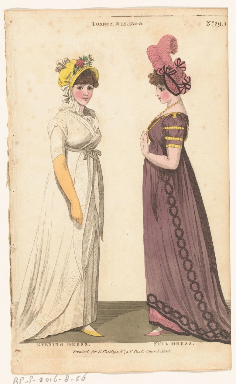 Magazine of Female Fashions of London and Paris, nr. 29.1: London, juli. 1800: Aftenkjole; Fuld kjole af Richard Phillips