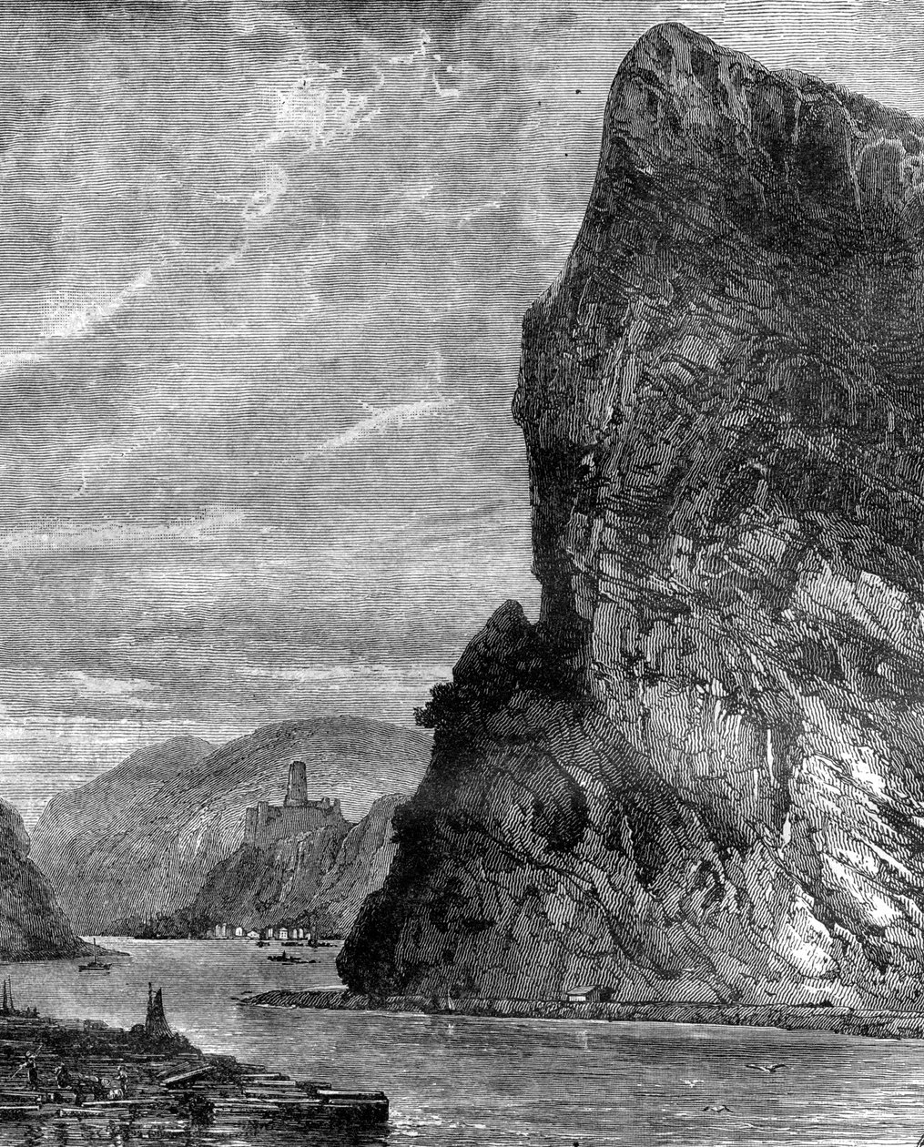 Loreley-klippe, nær St. Goarshausen, Tyskland, 1800-tallet af Richard Principal Leitch