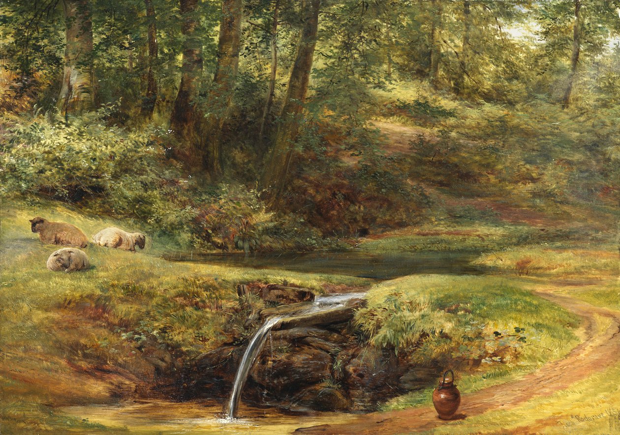 Studie til The Sylvan Spring, 1854 af Richard Redgrave