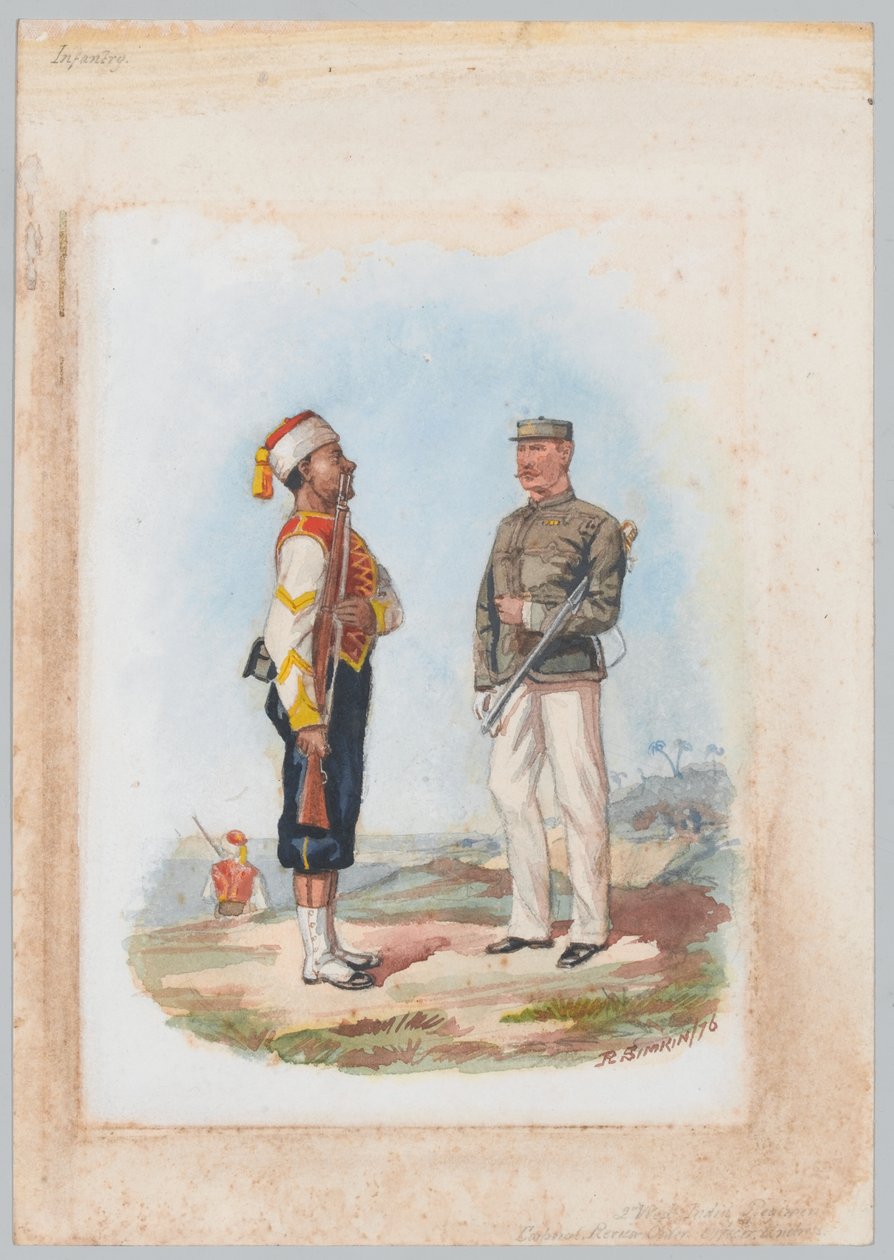 Infanteri, 2. vestindiske regiment (akvarel over blyant) af Richard Simkin