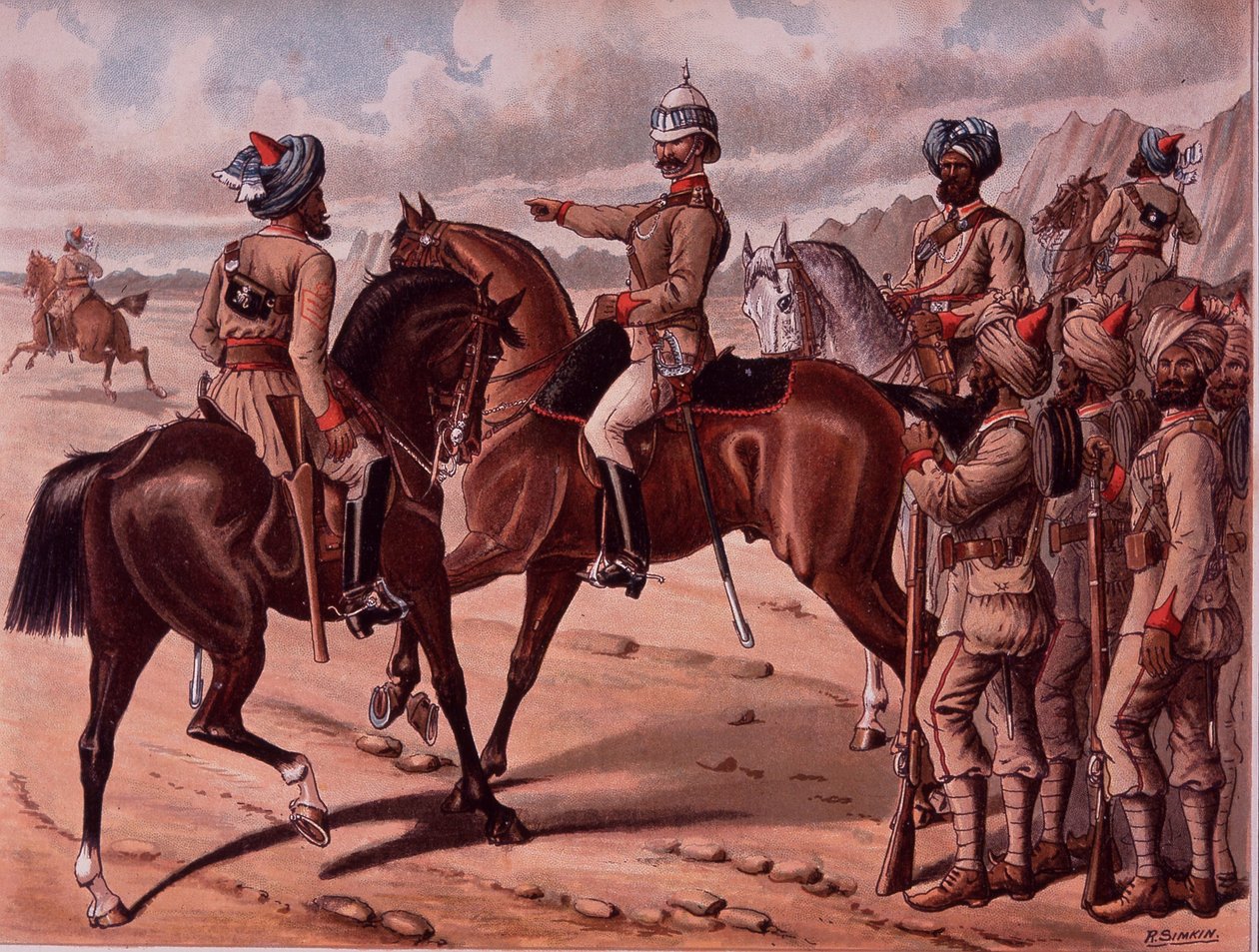 The Corps of Guides, ca. 1895 (farve litho) af Richard Simkin
