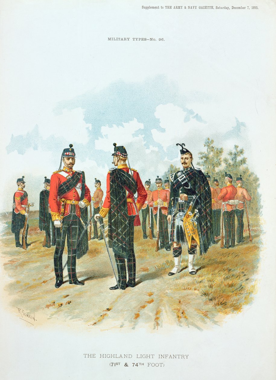 The Highland Light Infantry, fra tillægget til Art and Navy Gazette, 7. december, 1895 af Richard Simkin