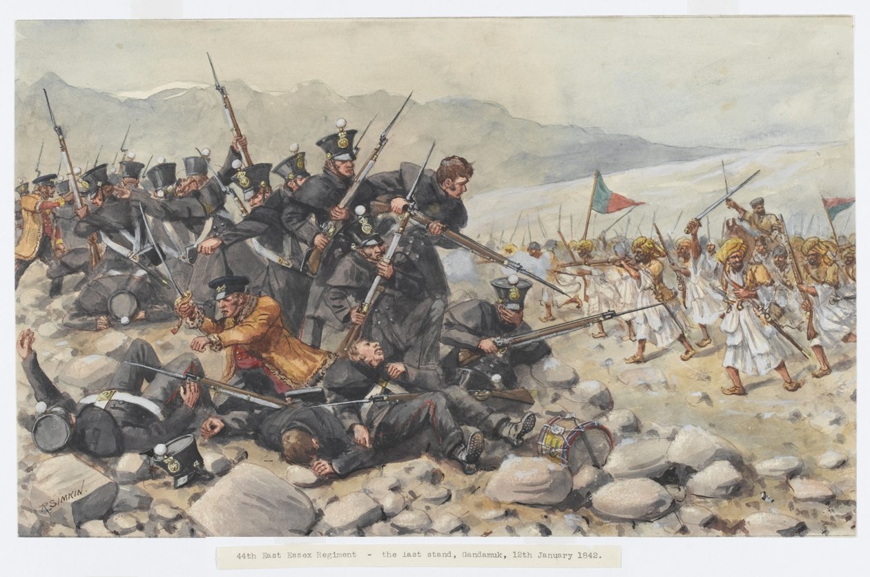 Den sidste standplads af 44th East Essex Regiment ved Gandamuk af Richard Simkin