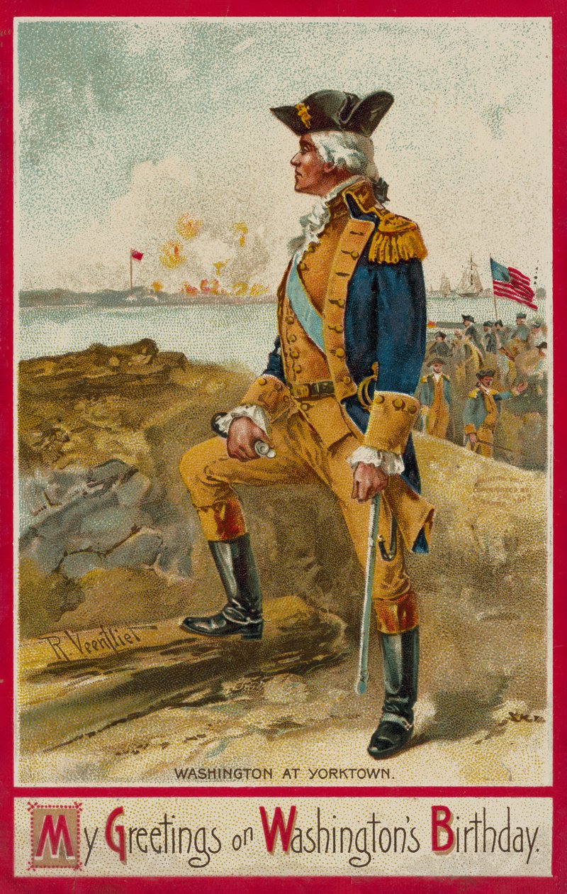 George Washington ved Yorktown (chromolitho) af Richard Veenfliet
