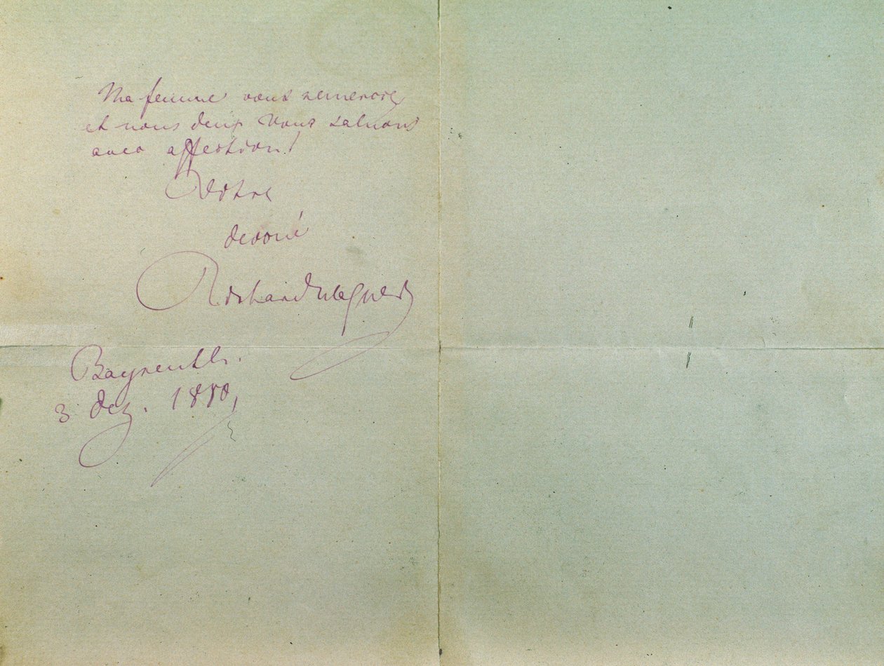 Håndskrevet brev fra Richard Wagner til Luigi Mancinelli, 3. december af Richard Wagner