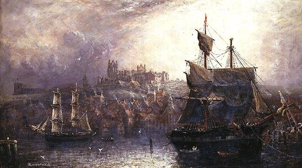 Whitby Harbor (olie på lærred) af Richard Weatherill