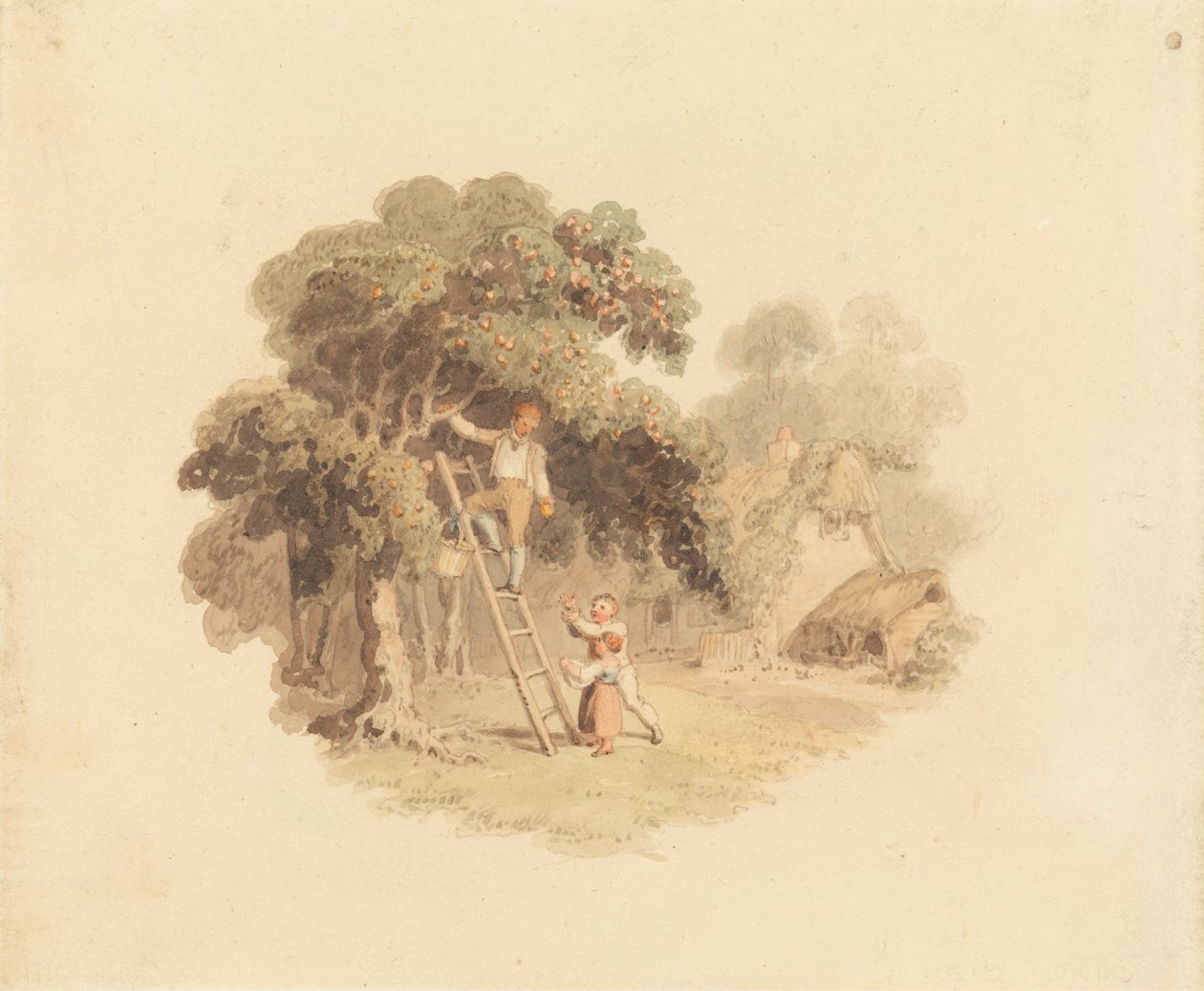 Et æbletræ nær et sommerhus af Richard Westall