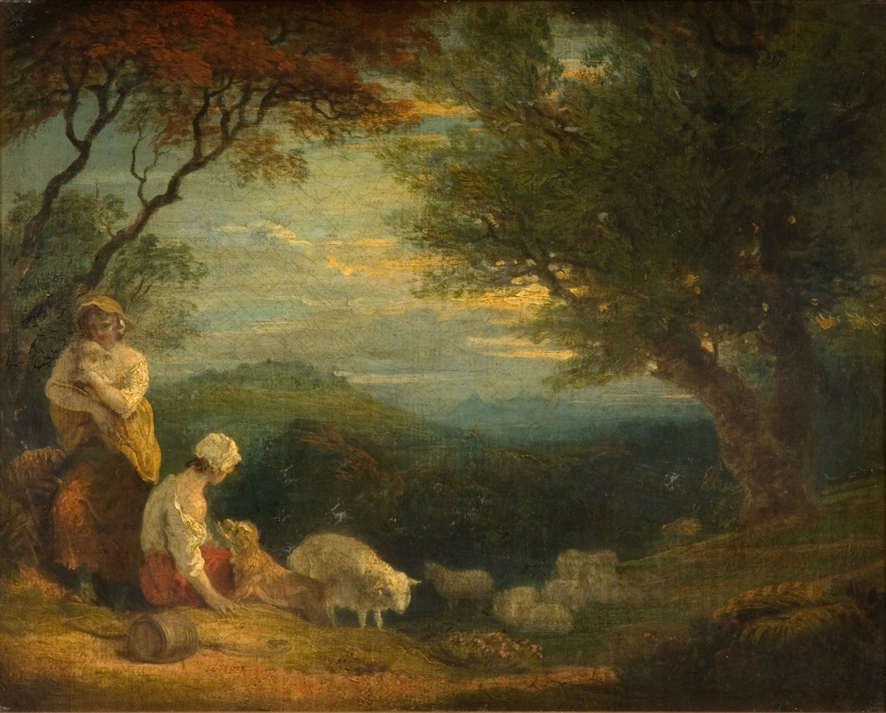 Landskab med kvinder, får og hund, 1830. af Richard Westall