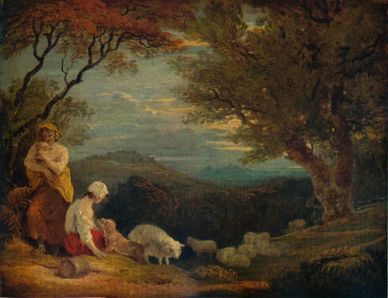 Landskab med kvinder, får og hund, c1811, 1938 af Richard Westall