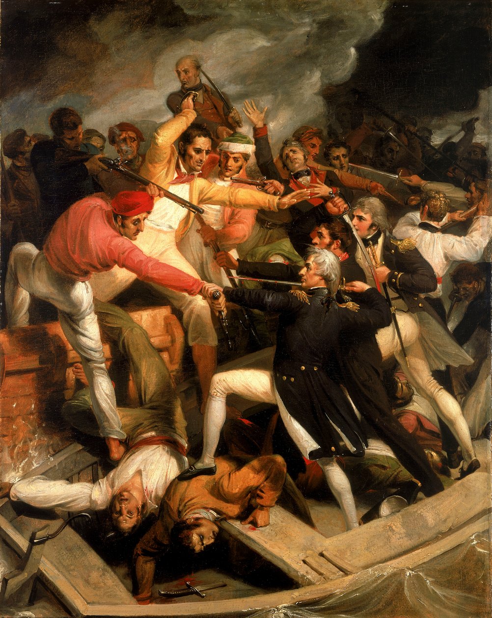 Nelson i konflikt med et spansk skib, juli 1797 af Richard Westall