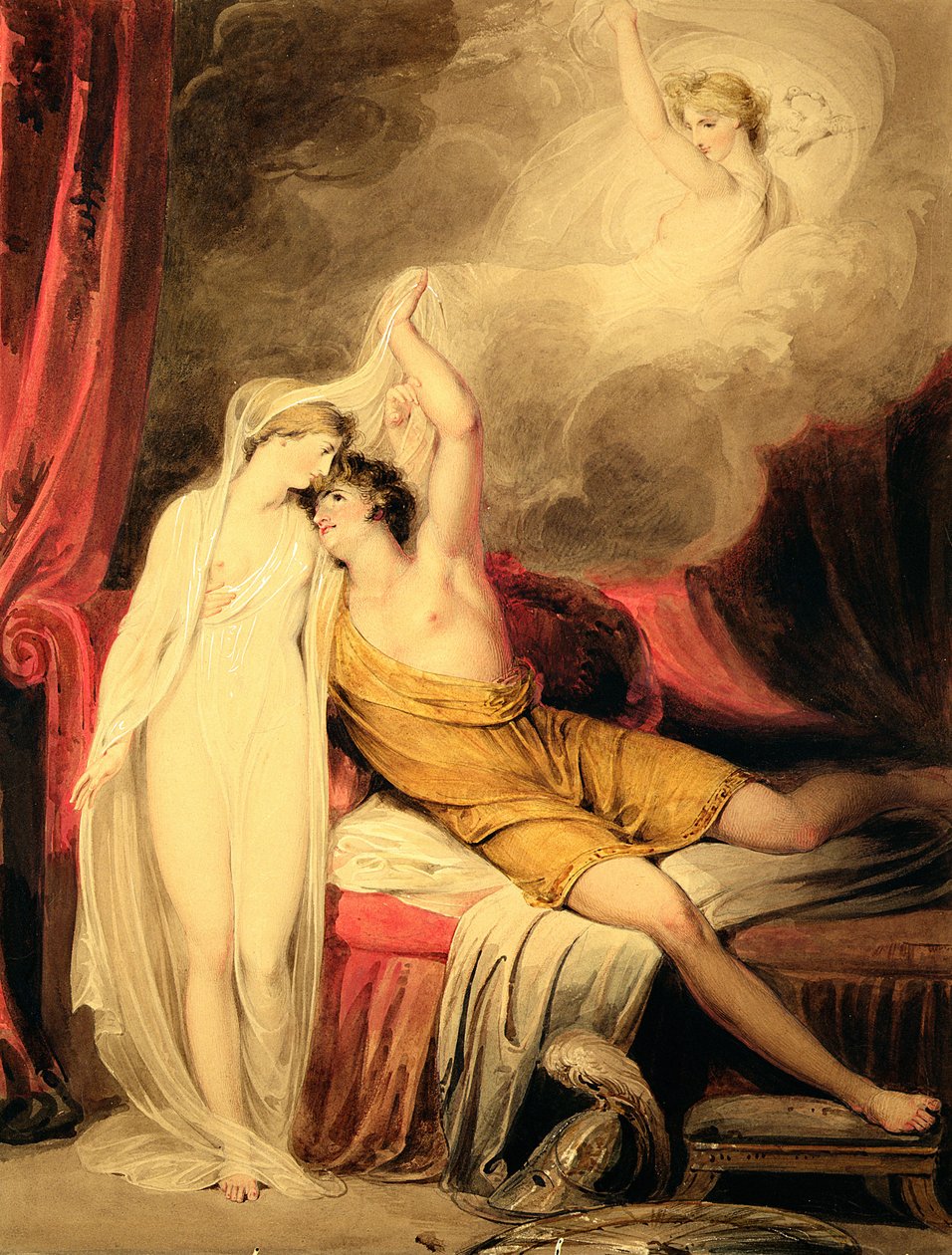 Forsoningen mellem Paris og Helen (akvarel og gouache på papir) af Richard Westall