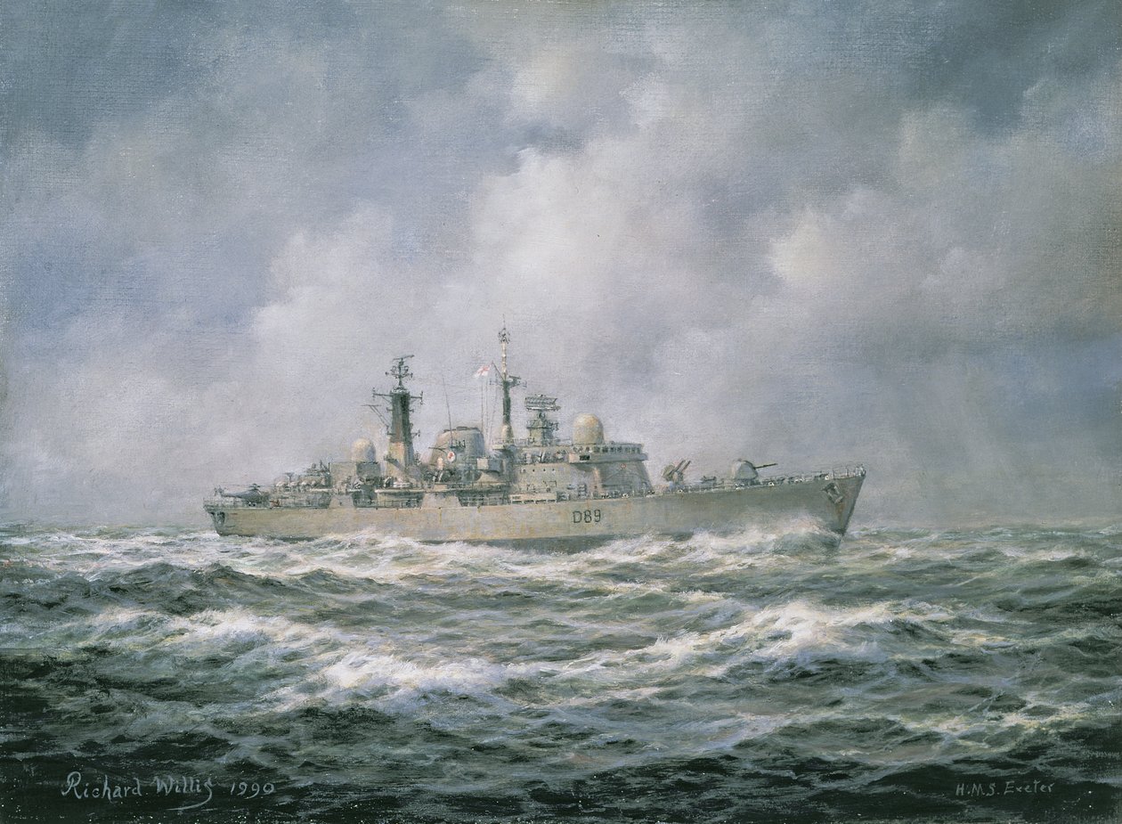 H.M.S. Exeter at Sea, 1990 af Richard Willis