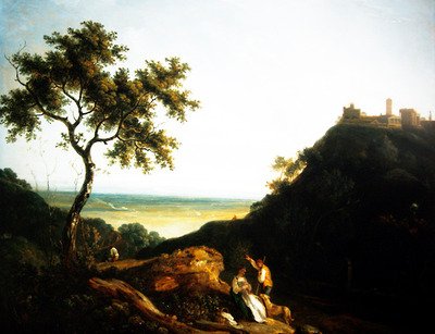 Et walisisk landskab med figurer (olie på lærred) af Richard Wilson