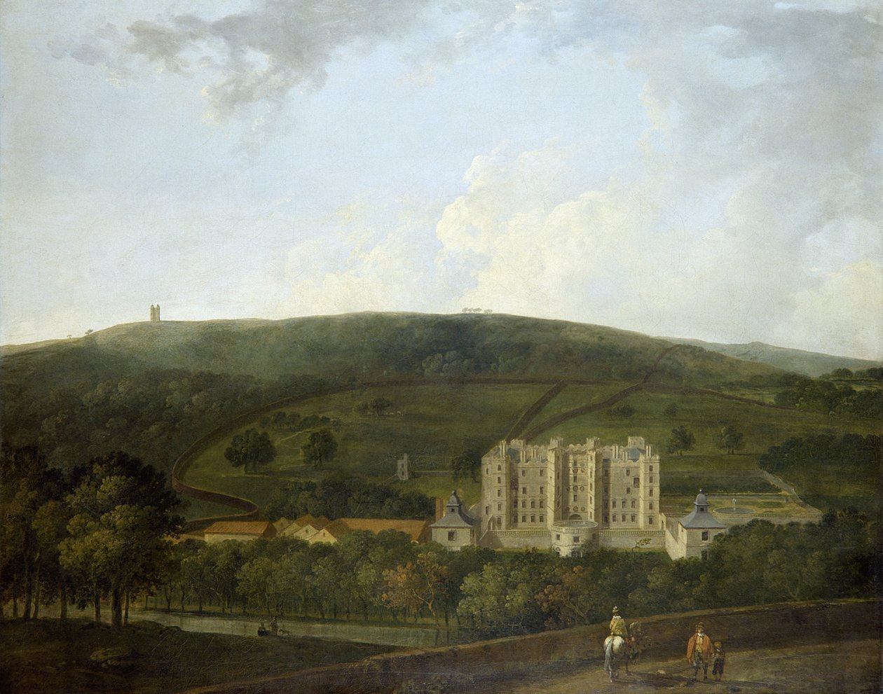 Udsigt over Elizabethan Chatsworth (olie på lærred) af Richard Wilson