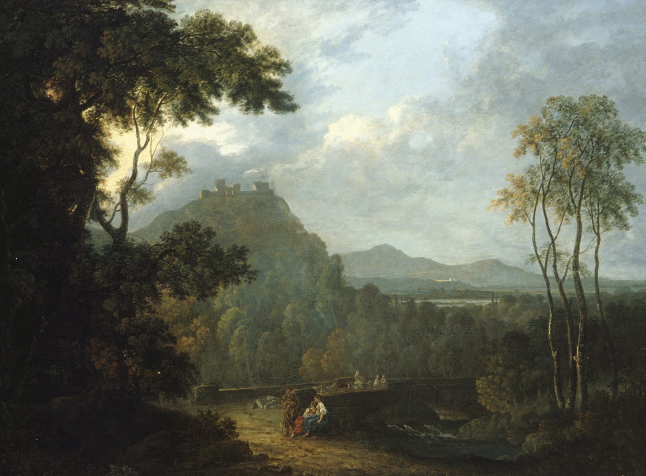 Dinas Bran Castle, nær Llangollen II, ca. 1770 (olie på lærred) af Richard Wilson