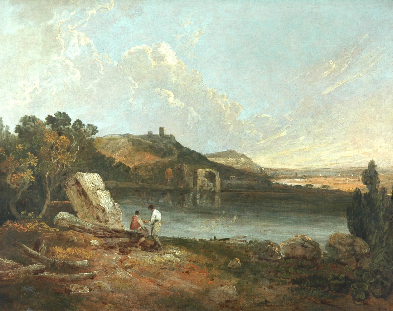Italiensk søscene (olie på lærred) af Richard Wilson