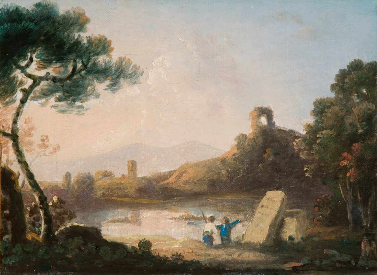 Avernussøen med en sarkofag (olie på lærred) af Richard Wilson