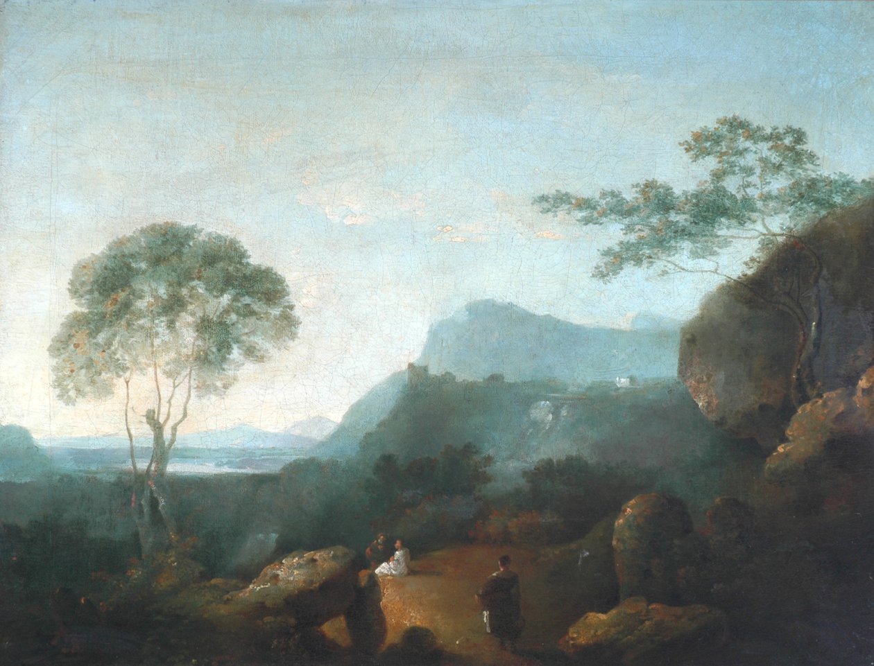 Landskab med figurer (olie på lærred) af Richard Wilson