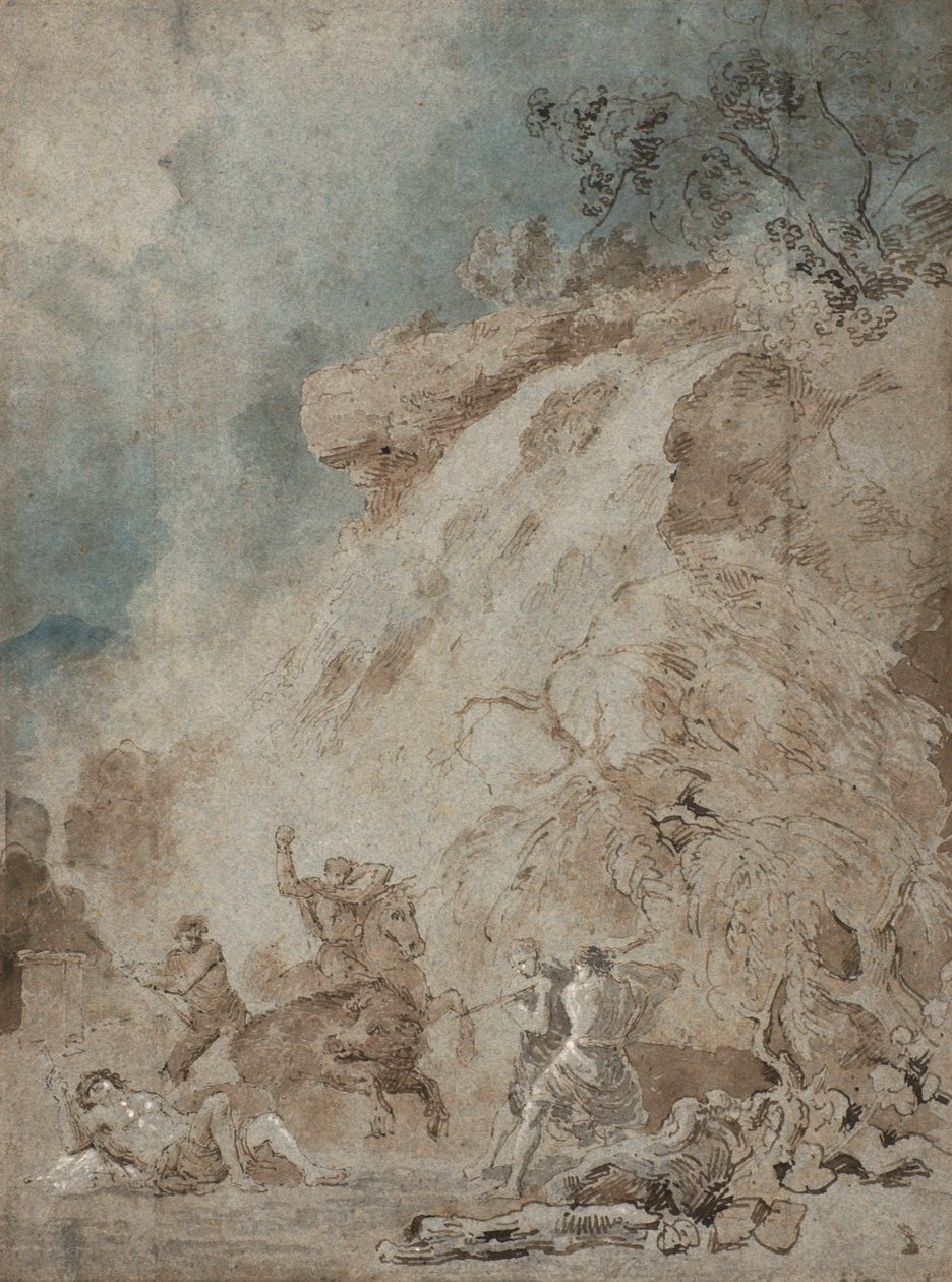 Meleager og Atalanta, ca. 1770 (pen og blæk med vask på papir) af Richard Wilson