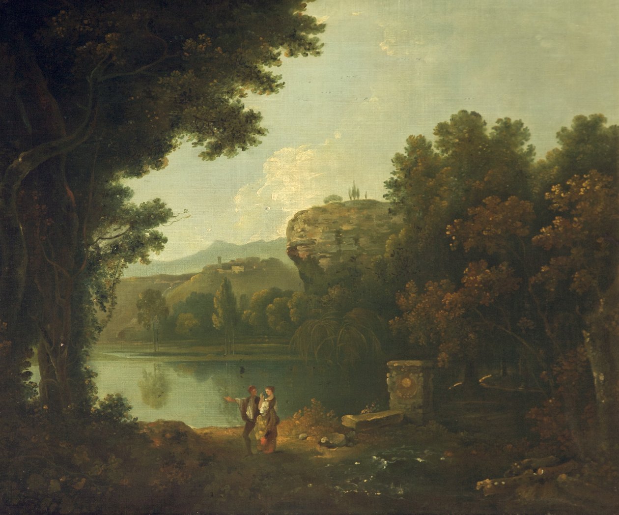 På Tiberen nær Rom (olie på lærred) af Richard Wilson