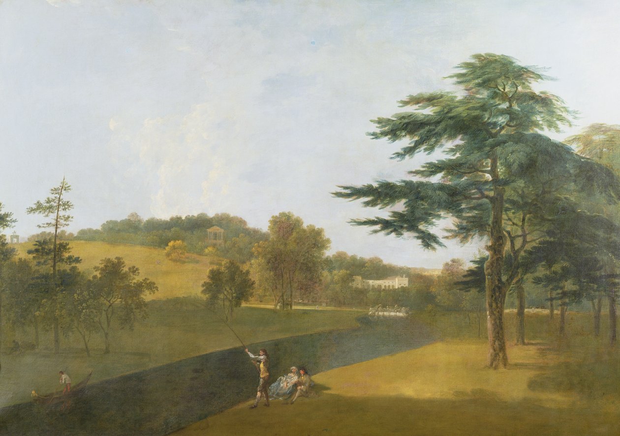 Sydlig udsigt over Wilton House, på tværs af Nadder (olie på lærred) af Richard Wilson