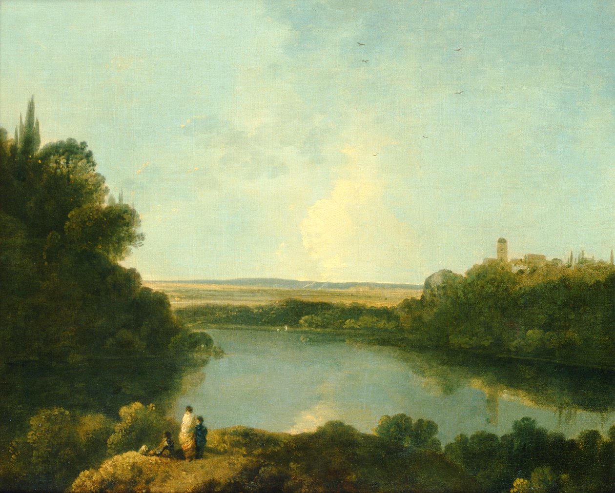 Nemi-søen nær Rom, ca. 1760 (olie på lærred) af Richard Wilson