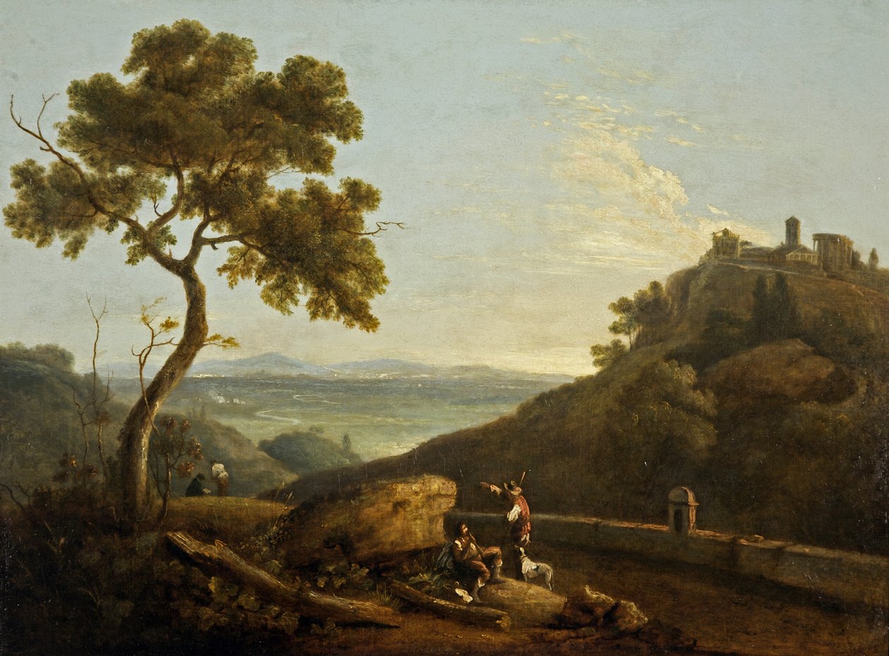 Sybilens og Campagnaens tempel, Tivoli, Italien (olie på lærred) af Richard Wilson