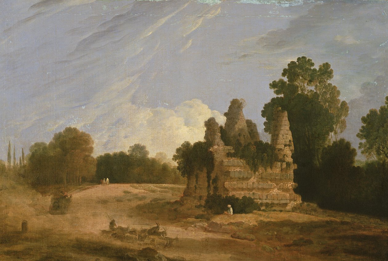 The Tomb of the Horatii og Curiatii (olie på lærred) af Richard Wilson