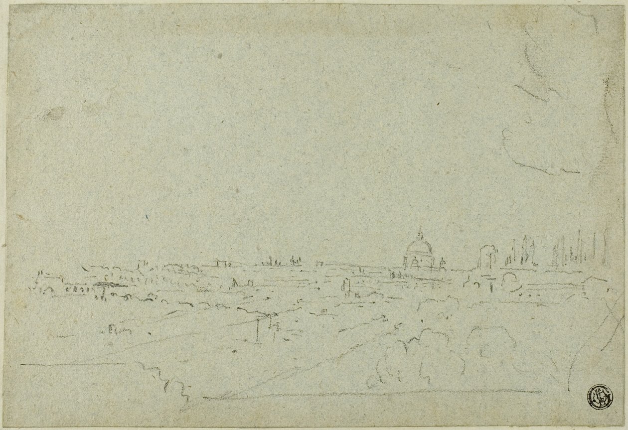 Udsigt over Peterskirken fra Cæsarernes Palads med Circus Maximus nedenunder af Richard Wilson
