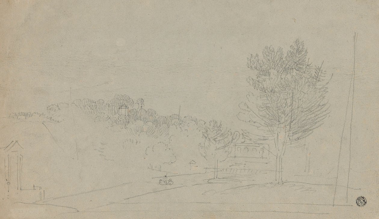 Udsigt over Wilson House and Gardens (recto); Udsigt over Wilson House and Gardens (verso) af Richard Wilson