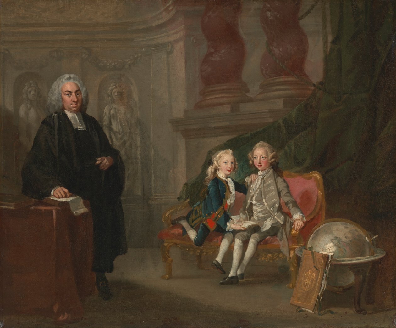 Prins George og Prins Edward Augustus, sønner af Frederick, Prince of Wales, med deres lærer Dr. Francis Ayscough af Richard Wilson