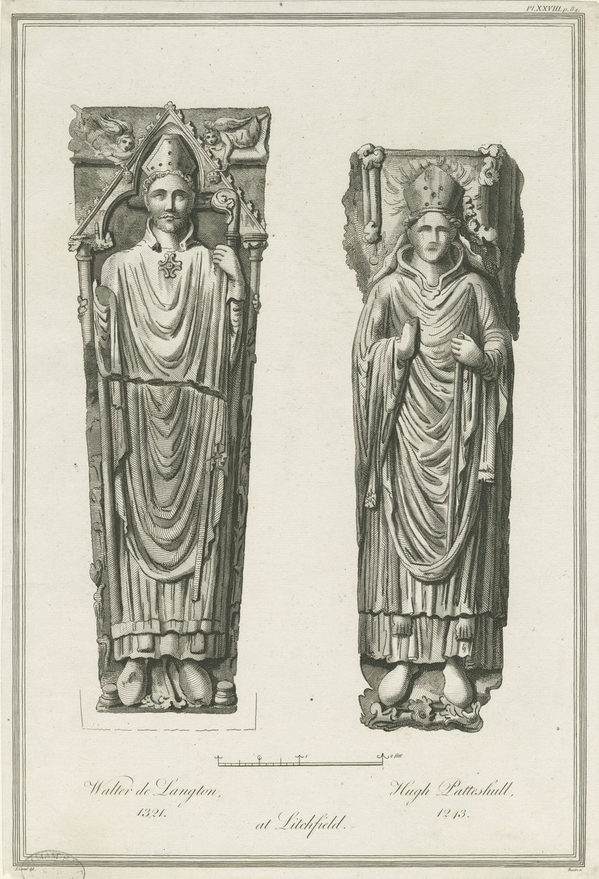 Lichfield Cathedral - Billede af Walter de Langton og Hugh de Patteshull: gravering, nd [1748-1817] (tryk) af Richard Woollett Basire