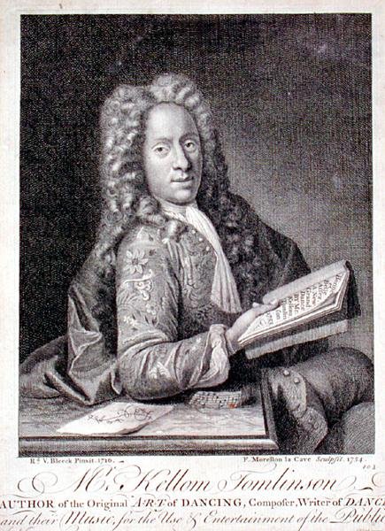 Portræt af Kellom Tomlinson (c.1690-c.1753) graveret af Francois Morellon la Cave (fl.1731-54) 1754 (gravering) af Richard van (after) Bleeck