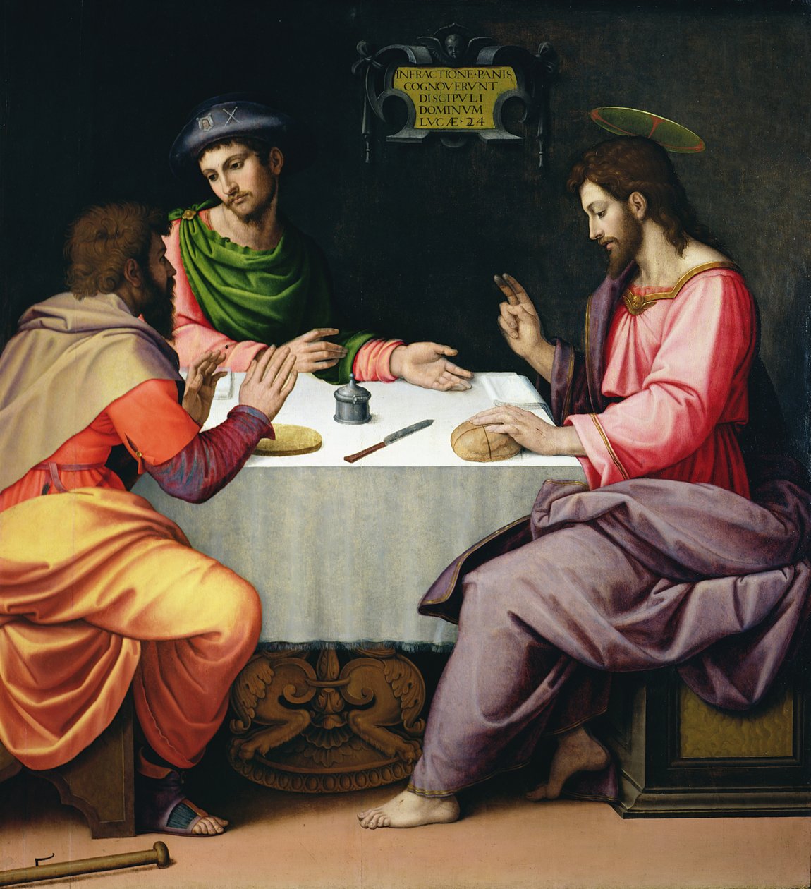 Nadveren i Emmaus, ca. 1520 af Ridolfo , Il Ghirlandaio